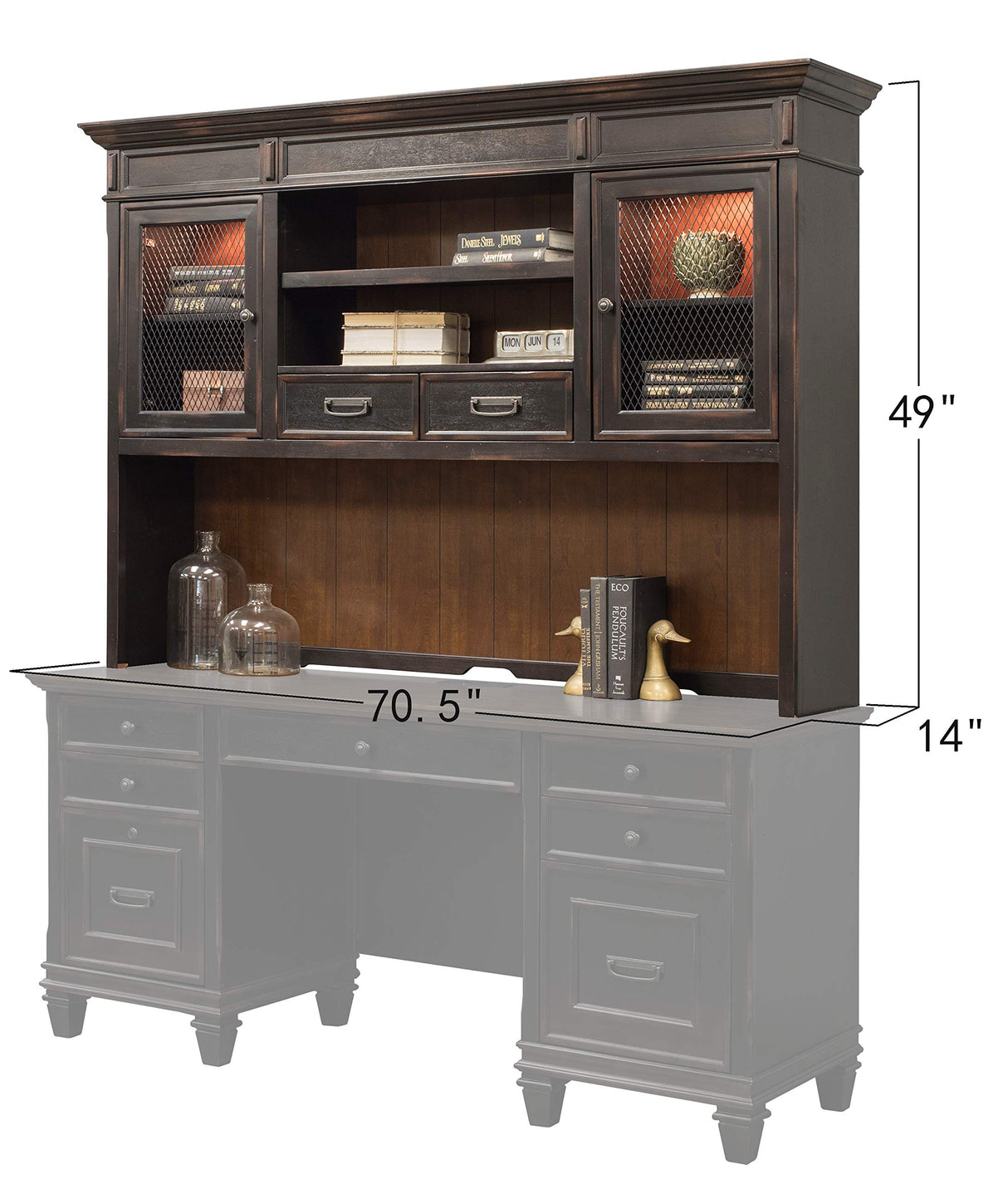 Martin Furniture Hartford Hutch, Brown - Fully Assembled Martin Furniture