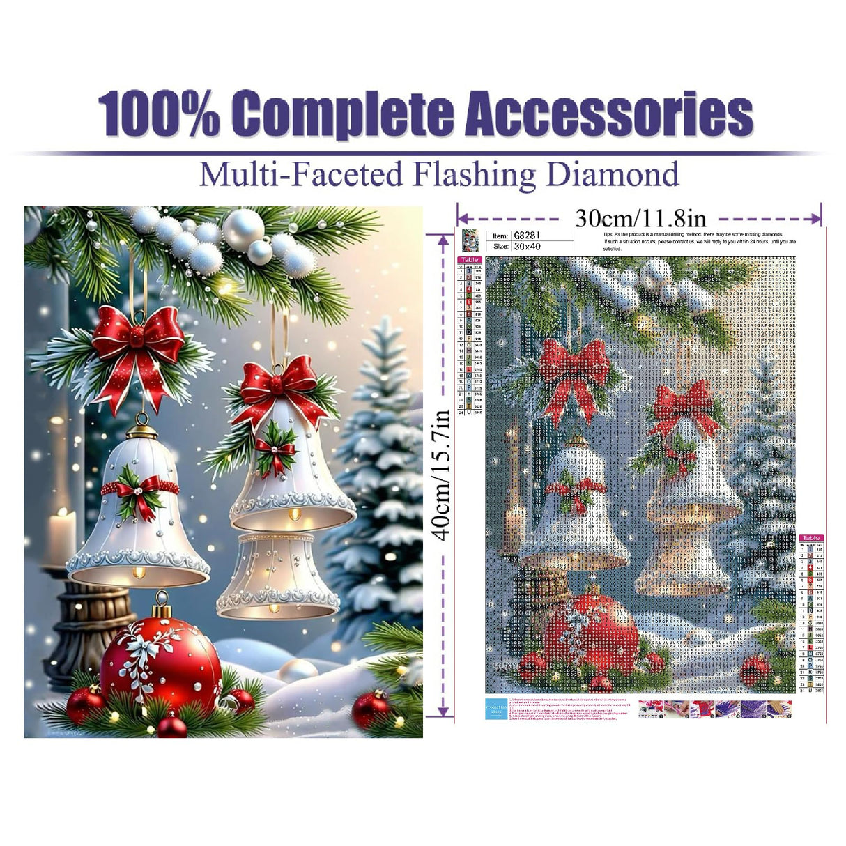 Canrichshop Christmas Bell Diamond Art Beginners,Christmas Diamond Painting Kits for Adults,5D Full Drill Diamond Dot,Gem Art Crafts for Adult Wall Decor 12x16inch Canrichshop