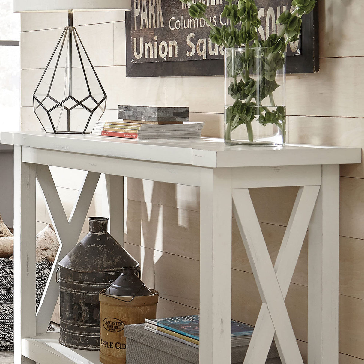 Seaside Lodge White Console Table by Home Styles,Off-white homestyles