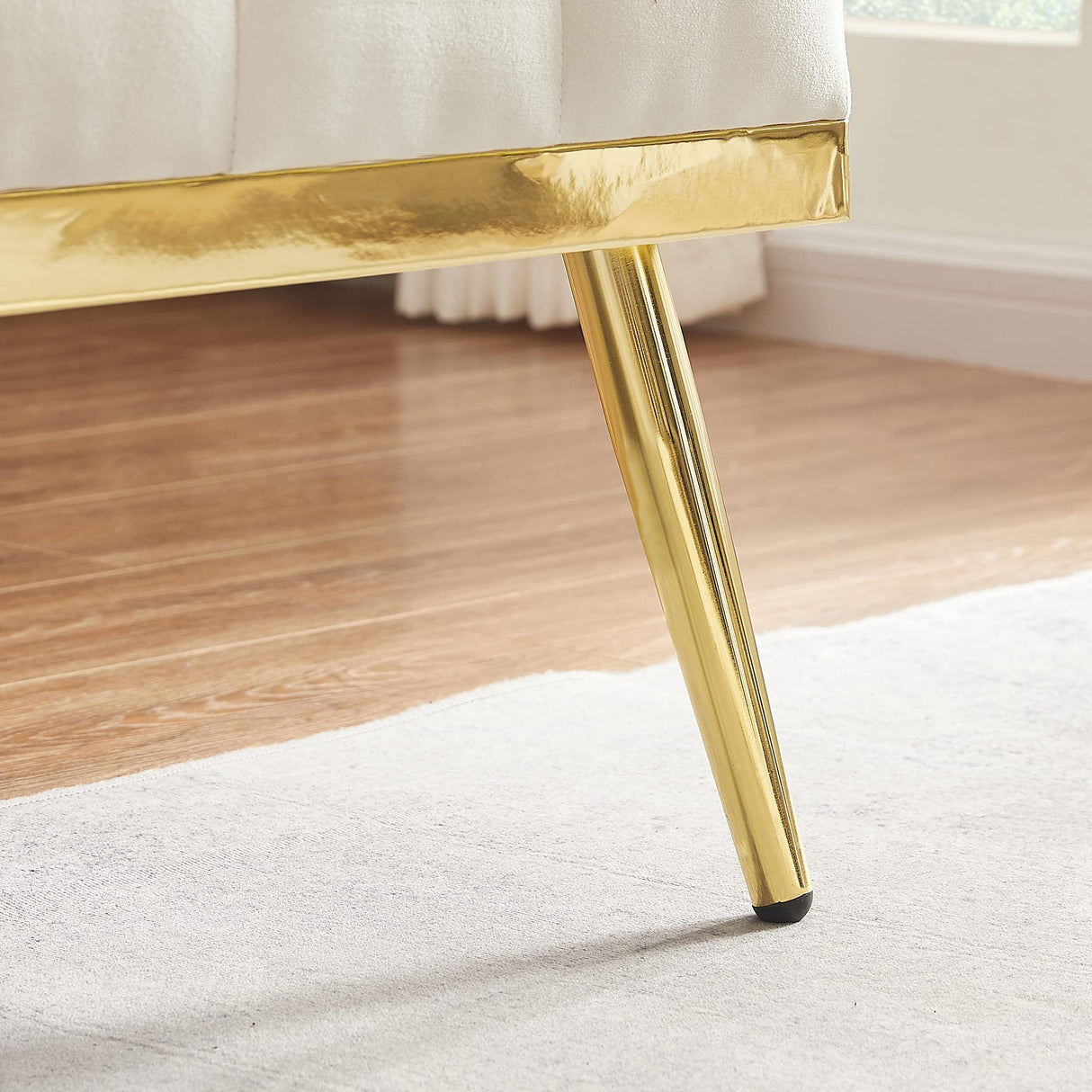 KEIKI 56" Velvet Loveseats Sleeper Sofa with 2 Pillows and 4 Solid Metal Legs, Modern Style 2-Seater Couch with Tufted Back & Seat, Easy Assembly, for Apartment, Living Room, Bedroom, White KEIKI