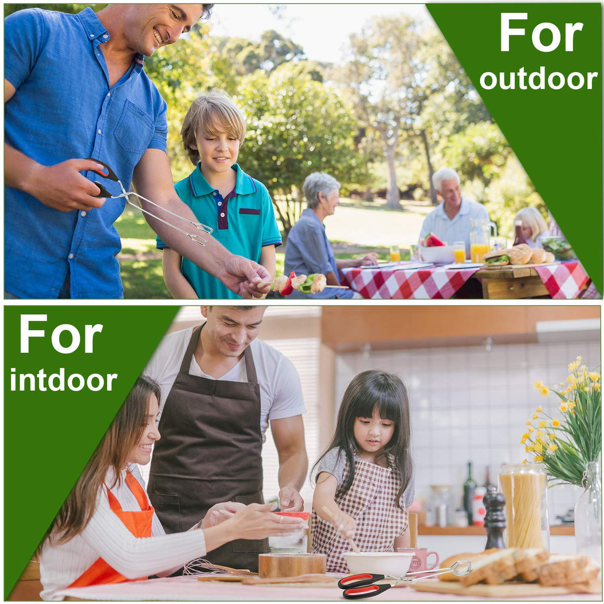 3 Pack Stainless Steel Scissor Tongs for Cooking 9/11/ 12 Inch Kitchen Baking Bread Food Tong BBQ Grilling Tool for Flipping Food Boao