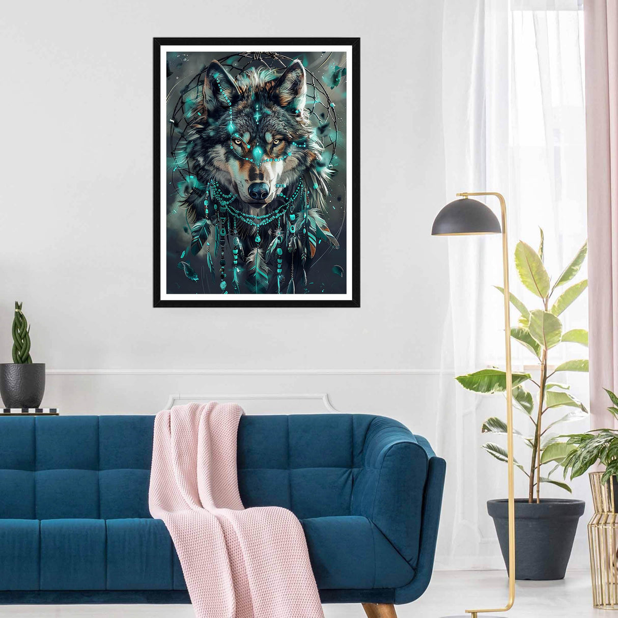SKRYUIE 5D Wolf Diamond Painting Kits - DIY Diamond Art Kits for Adults Dreamcatcher, Full Round Drill - Crystal Cross Stitch - Adults Craft for Wall & Office Decor - 12x16 Inch SKRYUIE