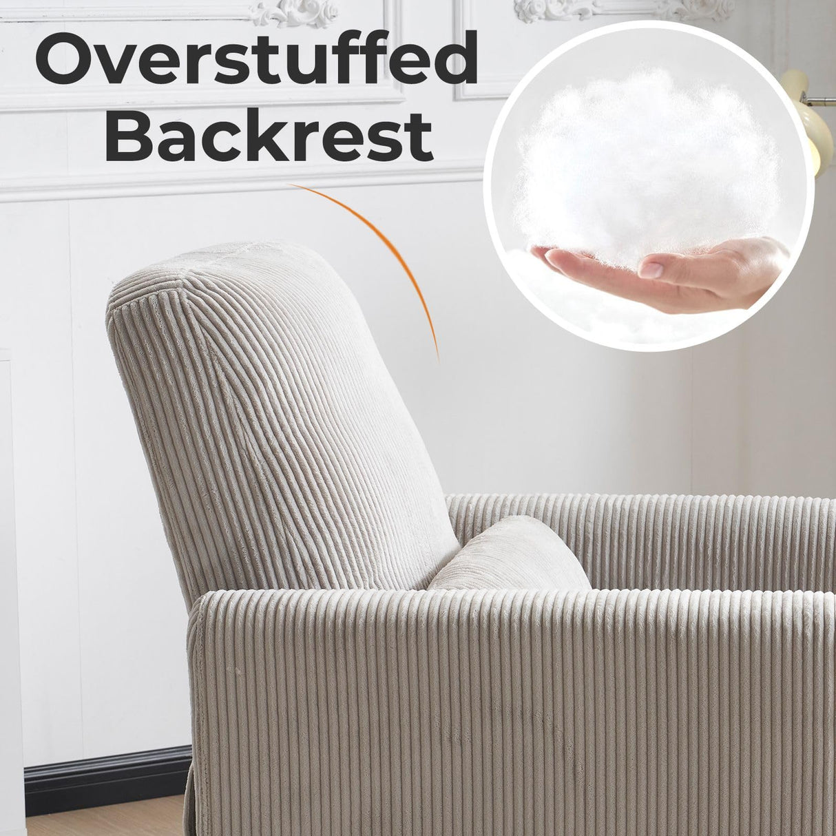 Rhevoy 360° Swivel Glider Recliner Chair, Oversized Rocker Recliner with Heating and Massage, Glider Chair for Nursery with Pillow,24" Extra Wide Rocking Chair for Living Room, Grey Rhevoy