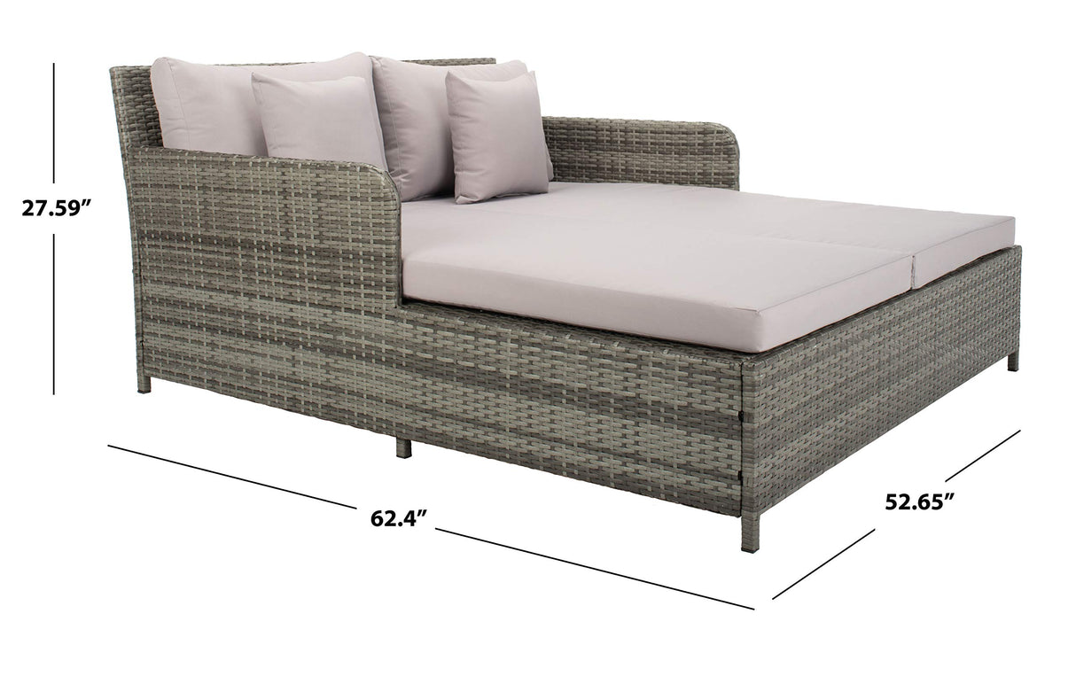 Safavieh PAT7500B Outdoor Collection Cadeo Grey Cushion Daybed SAFAVIEH