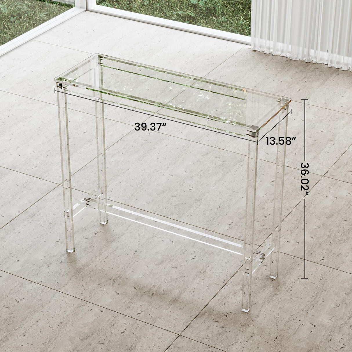 Sumerflos Clear Acrylic Counter Height Table - Versatile Rectangular High Top for Indoor & Outdoor Use Sumerflos