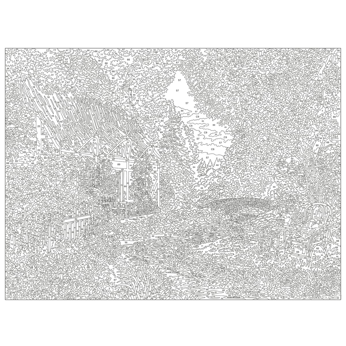 Ravensburger CreArt River Cottage Paint by Numbers Kit for Adults - Painting Arts and Crafts for Ages 14 and Up Ravensburger