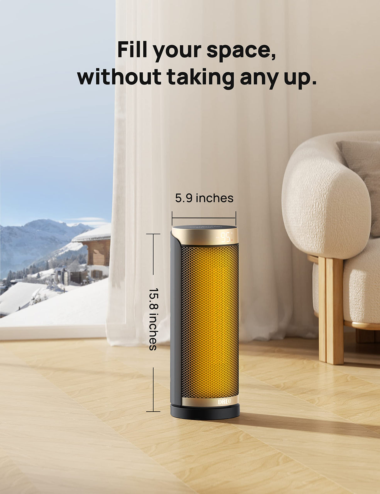 Dreo Space Heater, 1500W PTC Ceramic Heaters for Indoor Use with Remote, 70° Oscillation, 1-12H Timer, Electric Heaters with Thermostat, Fast and Safe Portable Heater for Office, Bedroom, Large Room Dreo