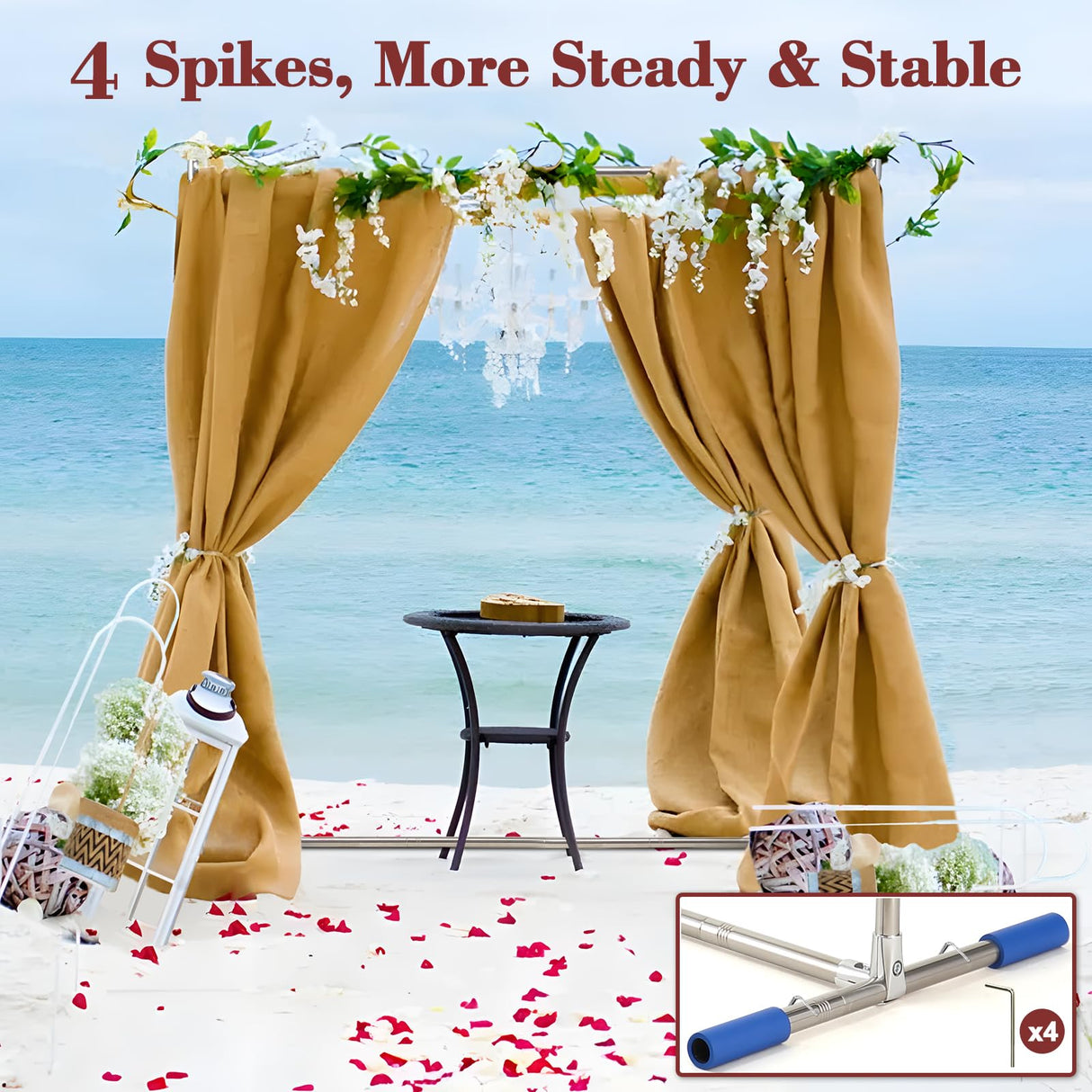 Wedding Arch Backdrop Stand, Heavy Duty 7FT Tall, 4FT Wide Square Rectangular Wedding Arch Frame for Parties Ceremony Birthday Baby Shower Anniversary Stainless Steel Balloon Arch Stand DEROFIT