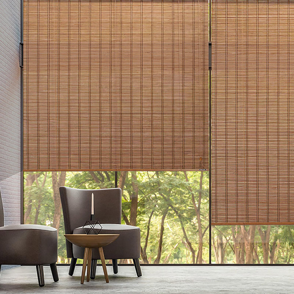 Natural Bamboo Roll-Up Blinds for Indoor and Outdoor Use - 65% Shading Rate ZMHPLKH