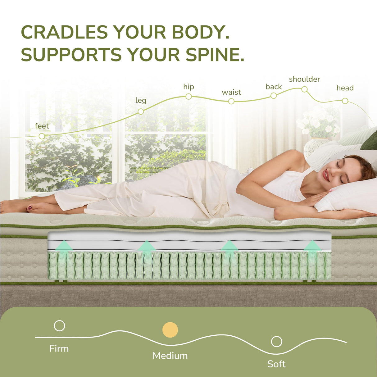 Emerspring Twin Mattress, 10 Inch Twin Hybrid Mattress with Individually Pocket Innerspring for Cooling Motion Isolation & Silent Sleep, Pressure Relief, Edge Support,Medium Firm Emerspring