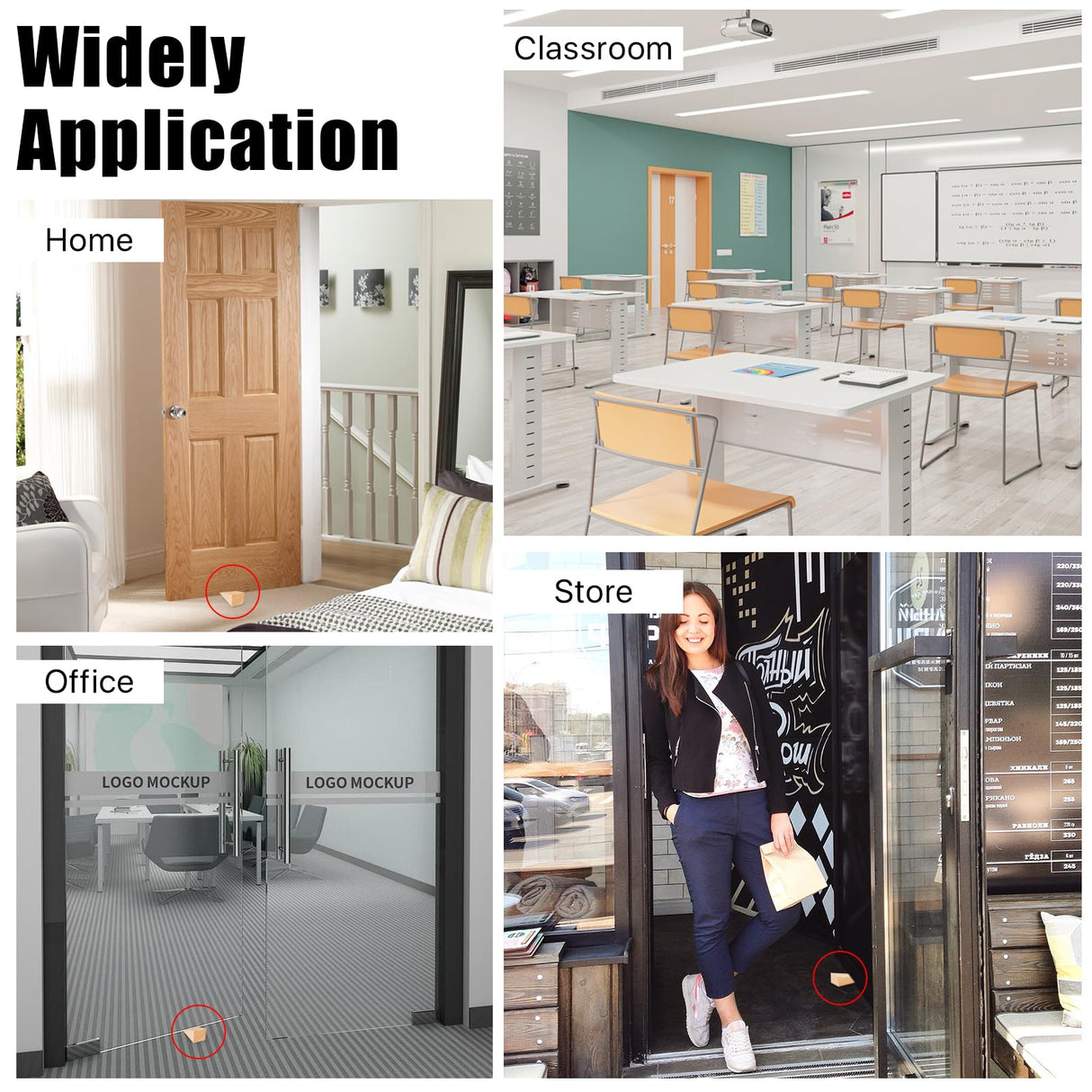 Akamino 10 Pack Wooden Door Stoppers,Non-Slip Soild Wood Door Wedges for Bottom of Door,Triangle Wood Block Security Door Stopper for Home Office Chair Caning - 4.8 x1.5x1.5 Inch Akamino