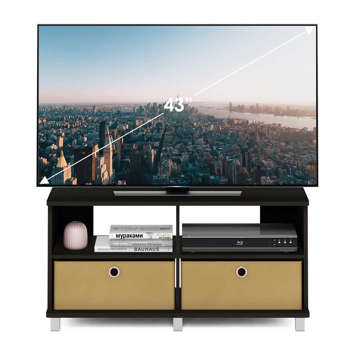 Furinno Andrey Entertainment Center with Bin Drawers, Dark Espresso Furinno