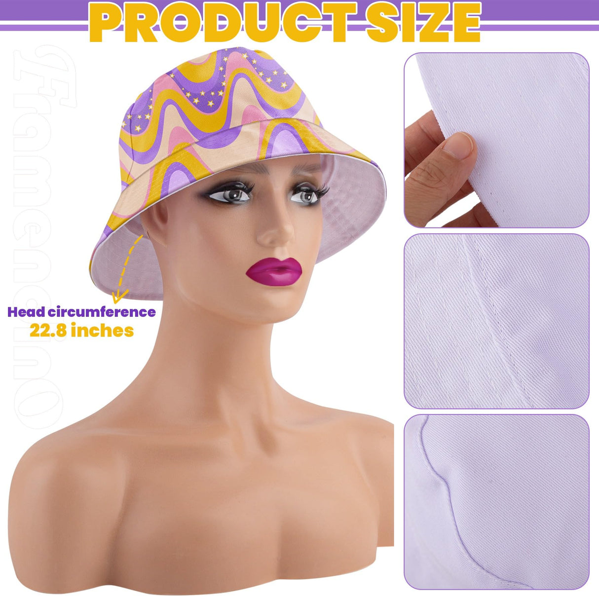 Framendino, 6 Pack Sublimation DIY Bucket Hats Blank Beach Fishing Caps White for Men Women Framendino