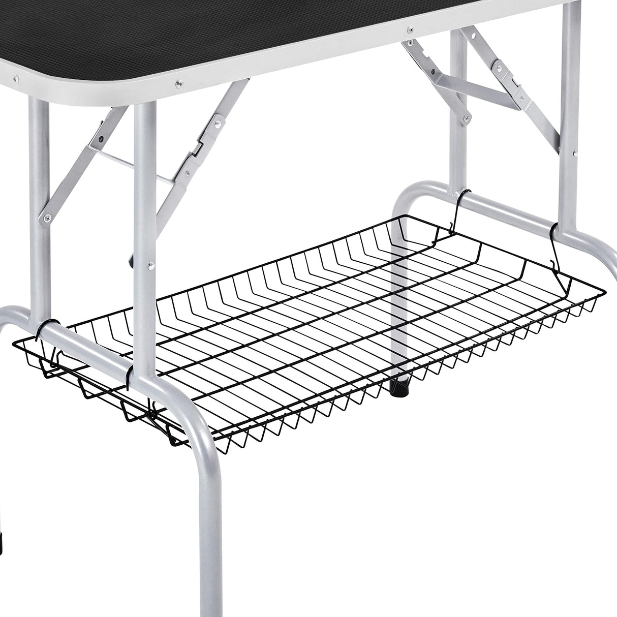 Yaheetech 46'' Pet Grooming Table for Large Dogs Adjustable Height Portable Trimming Table Drying Table w/Arm/Noose/Mesh Tray Maximum Capacity Up to 265Lb, Black Yaheetech