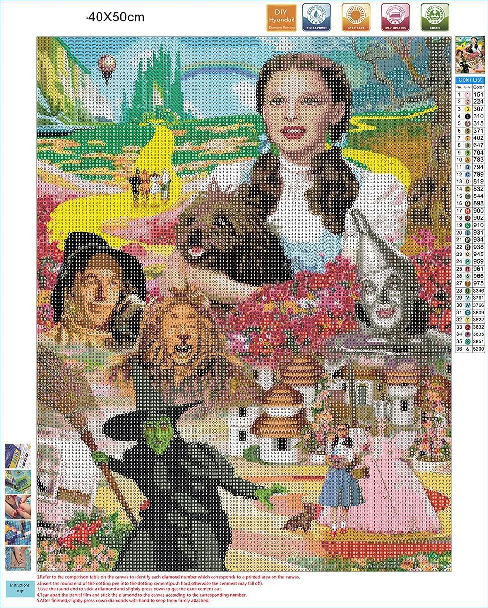 DIYPAINTING 5D Diamond Art Painting by Number Kits Wizard Movie of Oz 16X20 Painting Cross Stitch Full Drill Crystal Rhinestone Embroidery Pictures Arts Craft for Home Wall Decor WoodArtSupply