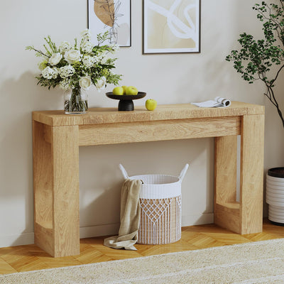 DRAWERHOM Console Table, Farmhouse Entryway Table with Thickened Base, Narrow Long Wood Sofa Table Behind Couch Table for Entrance, Hallway, Living Room