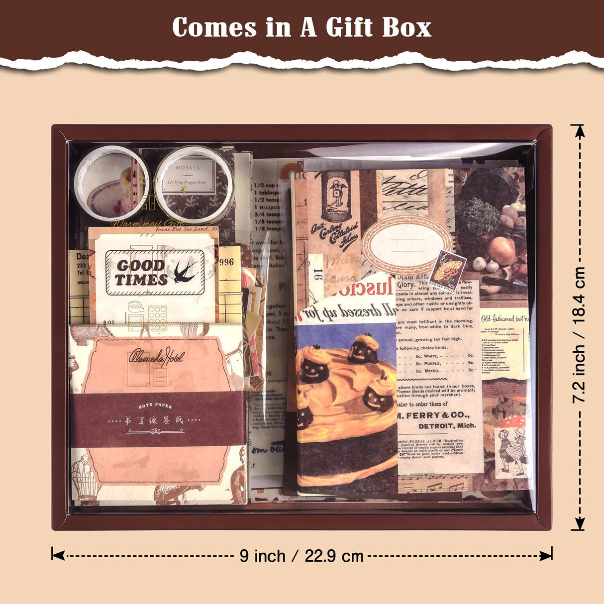 Scrapbooking Supplies Kit, 351pcs Bullet Junk Journal Kit with Journaling Supplies, Vintage Aesthetic Scrapbook Paper A6 Grid Notebook, Scrapbook Kit, Craft DIY Gift for Adult Teen Girl Kid Women OFFIGIFT