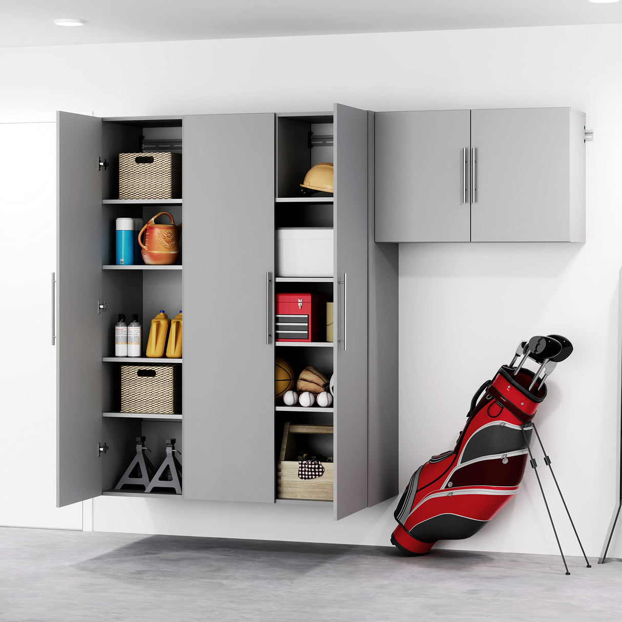 Prepac HangUps Large Storage Cabinet - Immaculate Light Gray 36" Cabinet with Storage Shelves and Doors; Ideal for Bin and General Storage Solutions Prepac