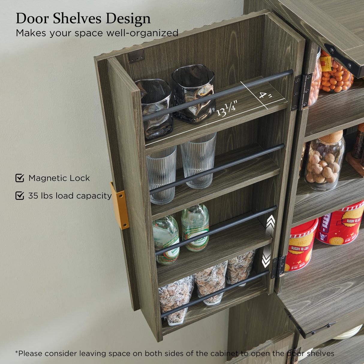 ACCOHOHO Fluted Pantry Cabinet, 72" Tall Modern Storage Cabinet with 4 Doors, Organizer, Drawer and Adjustable Shelves, Wood Cupboard for Kitchen, Dining Room, Living Room and Bathroom, Army Green ACCOHOHO