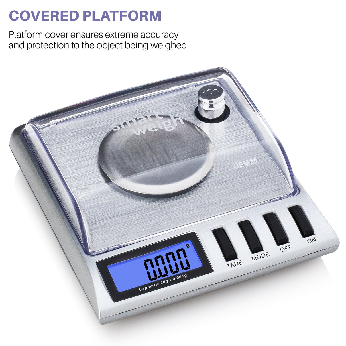 Smart Weigh GEM20-20g x 0.001 Grams, High Precision Digital Milligram Jewelry Scale, Reloading, Jewelry and Gems Scale, Calibration Weights and Tweezers Included Smart Weigh
