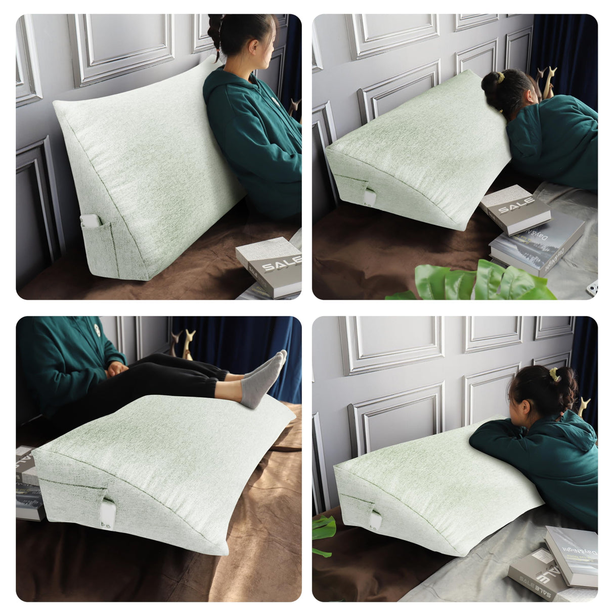 BNCKTRD College Dorm Room Headboard Pillow Twin XL Bed Wedge Bolsters Back Support Backrest Cushion for Reading Working Sitting on Bed Daybed Couch Bunk Bed Rest Pillow Linen Ivory BNCKTRD