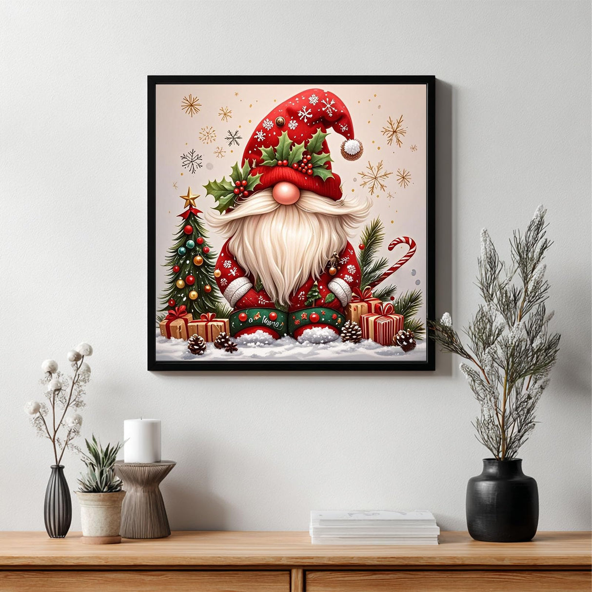 CRZMODE Christmas Paint by Numbers Kit for Adults, Gnome Paint by Numbers for Adults, Acrylic Painting Crafts for Home Decor Gift (16x16inch) CRZMODE