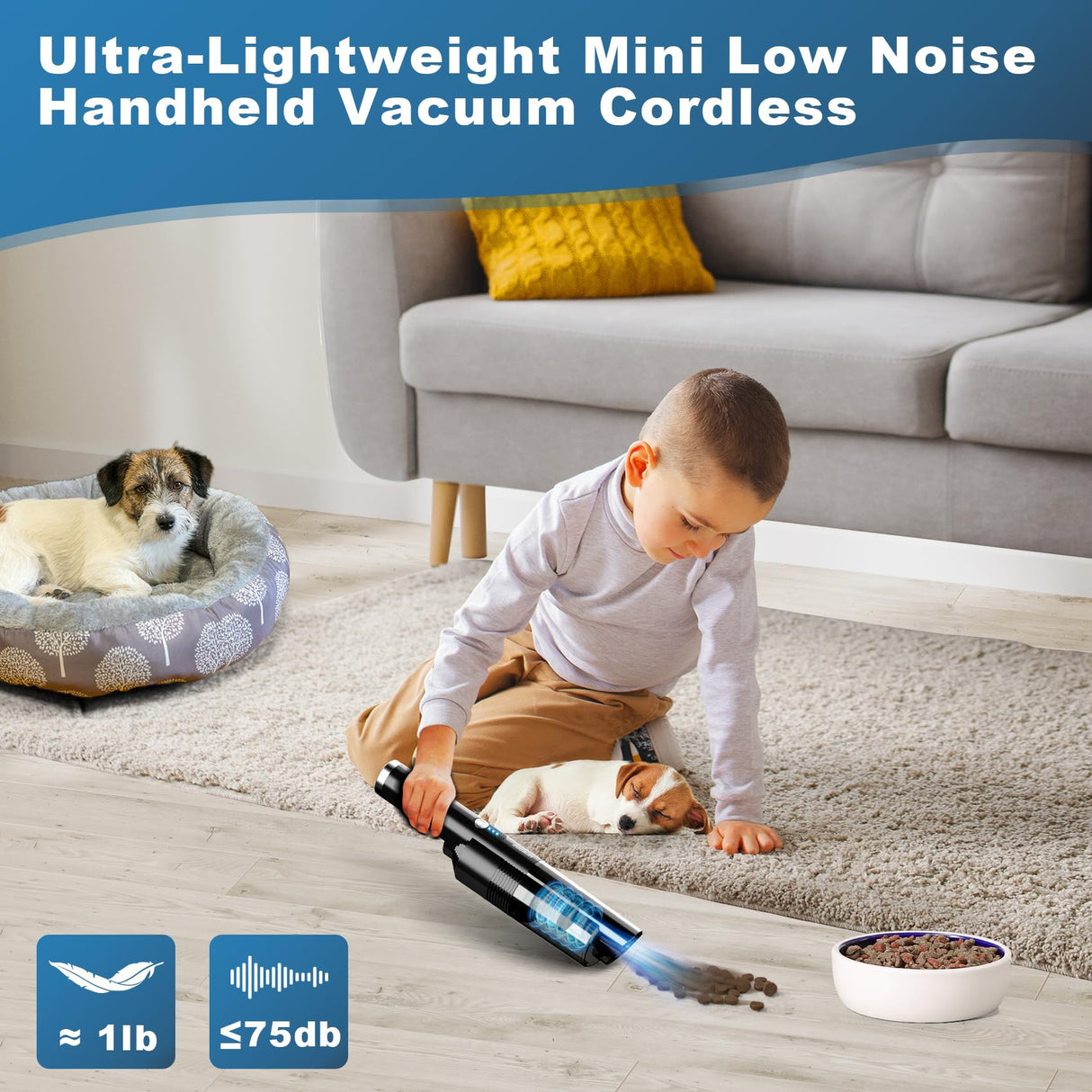 Handheld Vacuum Cordless, Portable Car Vacuum with 2-Speed, 10KPA Powerful Suction Vacuum Cleaner with Charging Dock, Lightweight 4-in-1 Mini Hand Held Vacuum for Car Home Pet Office and Pet Hair Upbooz