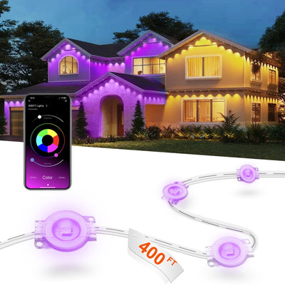 Nexillumi 400ft Permanent Outdoor Lights for House, 2025 New Smart RGB Christmas Lights Outdoor with APP Remote Control, IP67 Waterproof Eternity Eaves Lighting for Halloween Christmas Decorations