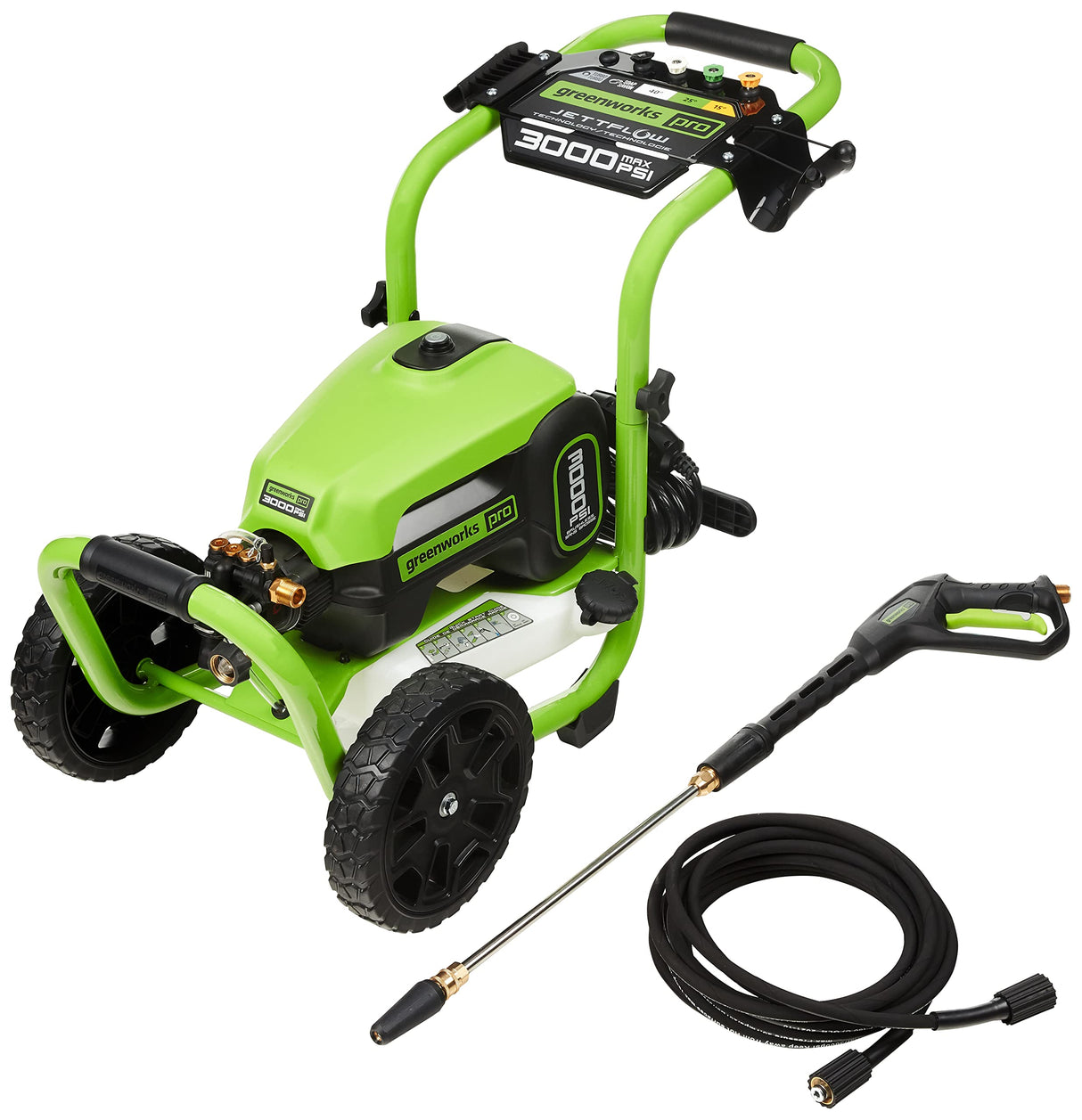 Greenworks Pro Brushless 3000 PSI (CSA Certified) 2.0 GPM Max / 1.1 GPM Electric Pressure Washer (Rugged Steel Frame, 25 FT Hose, 35 FT GFCI Power Cord) Greenworks