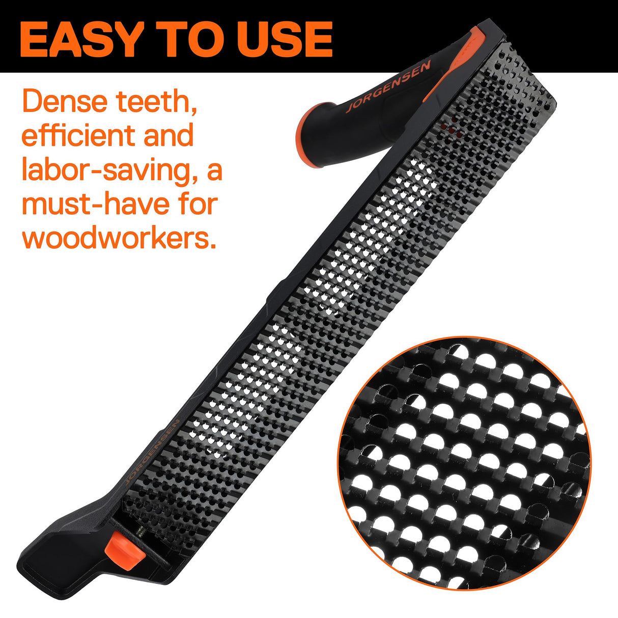 JORGENSEN Wood Plane, Professional Surform Plane, Zinc Alloy Die Casting Body, 65MN Sharp Blade, Wood Shaver Tool for Woodworking Rasp - Ergonomic Soft Grip Handle Jorgensen