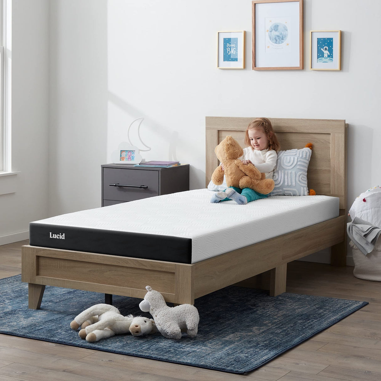 LUCID 5 Inch Firm Gel Memory Foam Mattress + Premium 100% Waterproof Cotton Terry Top Mattress Protector - Queen Size LUCID