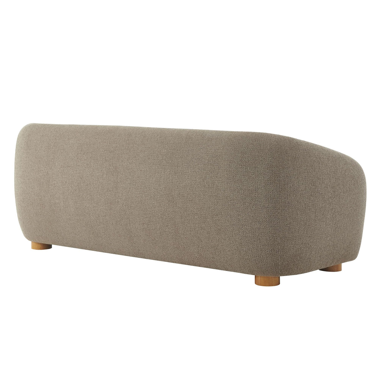 Modway Holland 85 Inch Minimalist Curved Back Sofa in Taupe – Chenille Fabric Sofa with Ball Throw Pillows and Wood Feet – Modern 3-Seater Couch for Living Room Modway