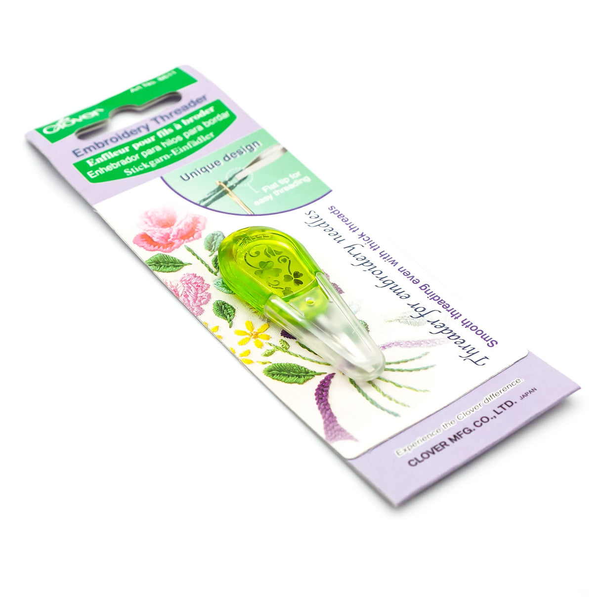 Clover 8611 Needle Threader for Embroidery Needles-Apple Green Clover