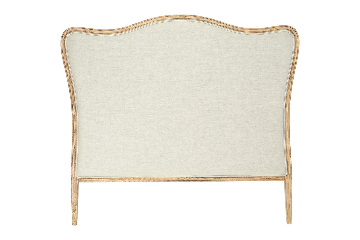 Creative Co-Op, Natural, Queen Modern Farmhouse Solid Oak Wood Headboard with Linen Upholstery, Beige Creative Co-Op