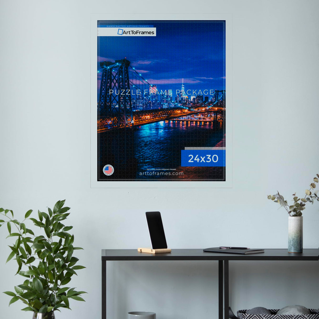 ArtToFrames 24x30 INCH/61x76.2 CM White Frame for 1000 piece Puzzles.This 1.25 Inch Custom MDF Puzzle Frame is White - Comes with Economy Acrylic (Puzzle5179-24x30) ArtToFrames