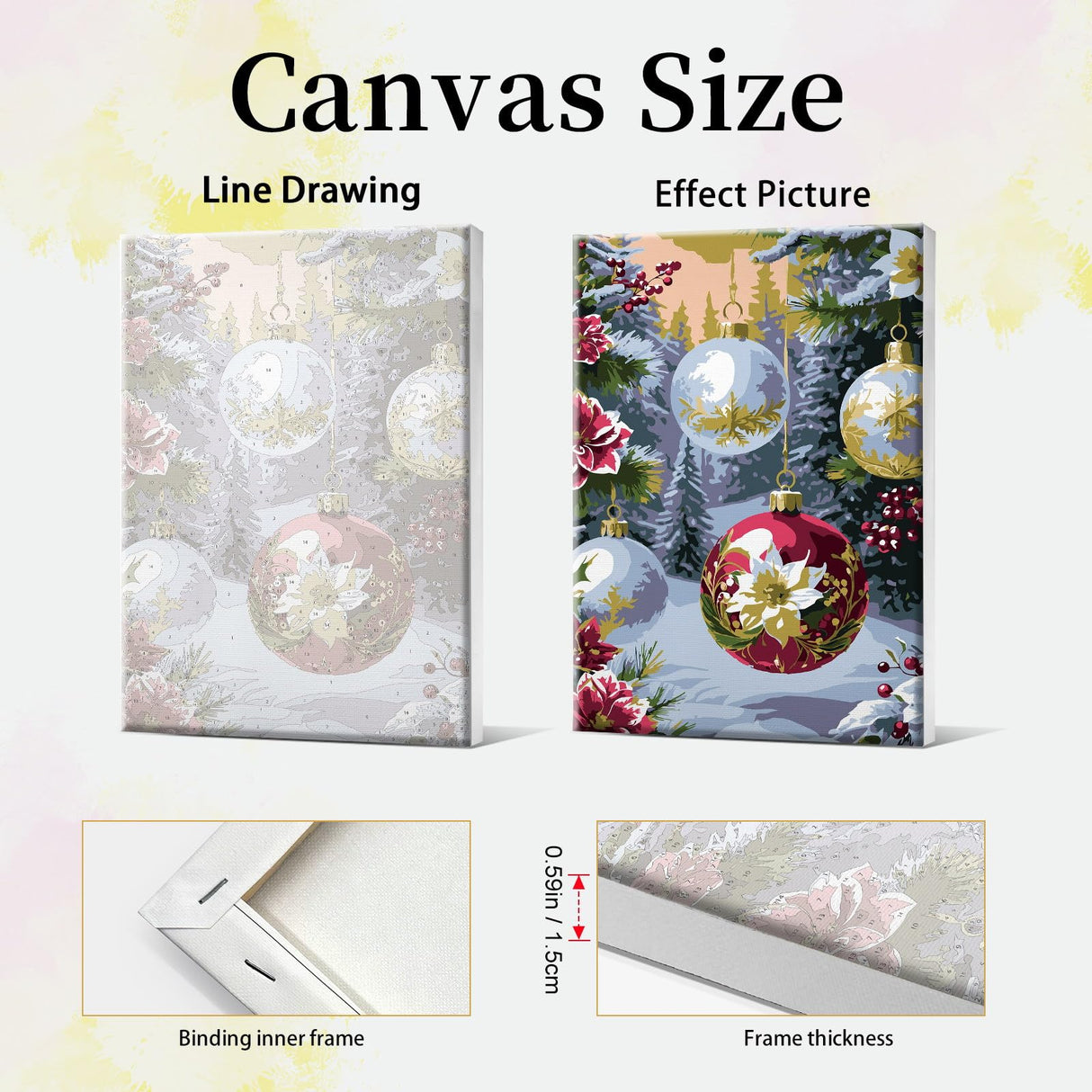 JOOZ Paint by Numbers Kit for Adults Framed Christmas Ball Paint by Number with Easel Christmas Tree Adult Paint by Number Kits Framed DIY Oil Painting Kits for Gift Home Wall Decor 8x12 Inch JOOZ