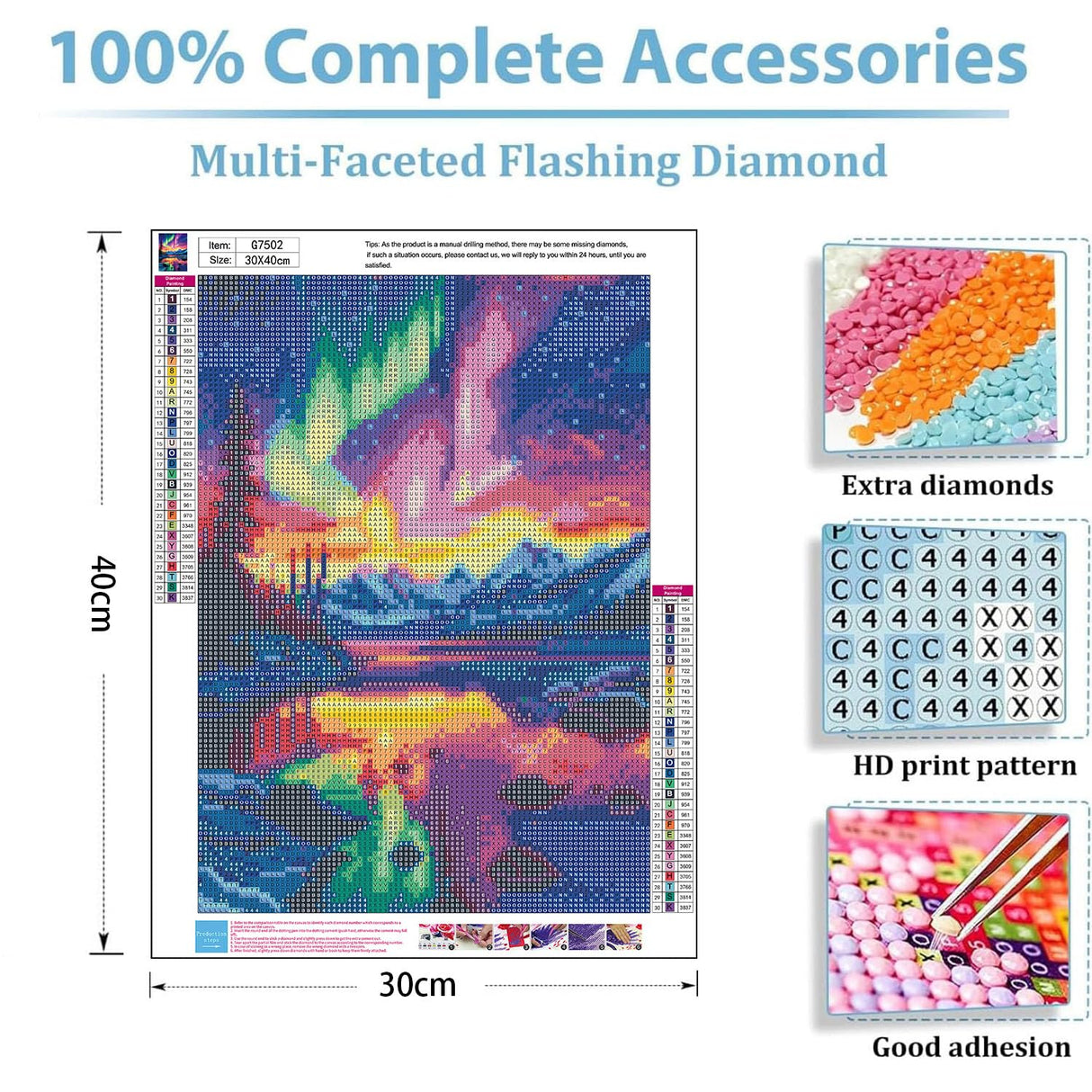 YarnWhimsy Aurora Diamond Art Kits for Adults,Landscape Diamond Painting Kits for Adults Beginners,Mountain 5D Diamond Painting with Round Gem Art Kits for Gift Home Wall Decor 12x16 Inch YarnWhimsy