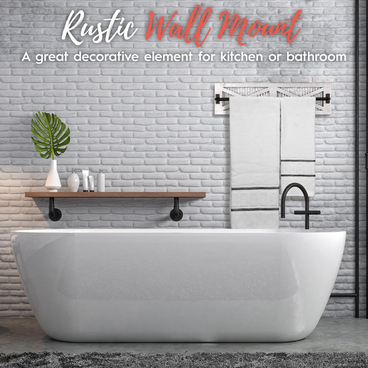 Autumn Alley Farmhouse Rustic Towel Rack Holder - Wood Towel Rack - Farmhouse Towel Holder for Rustic Bathroom and Farmhouse Kitchen Style Décor - 24" Wall Mounted, Rustic White Autumn Alley