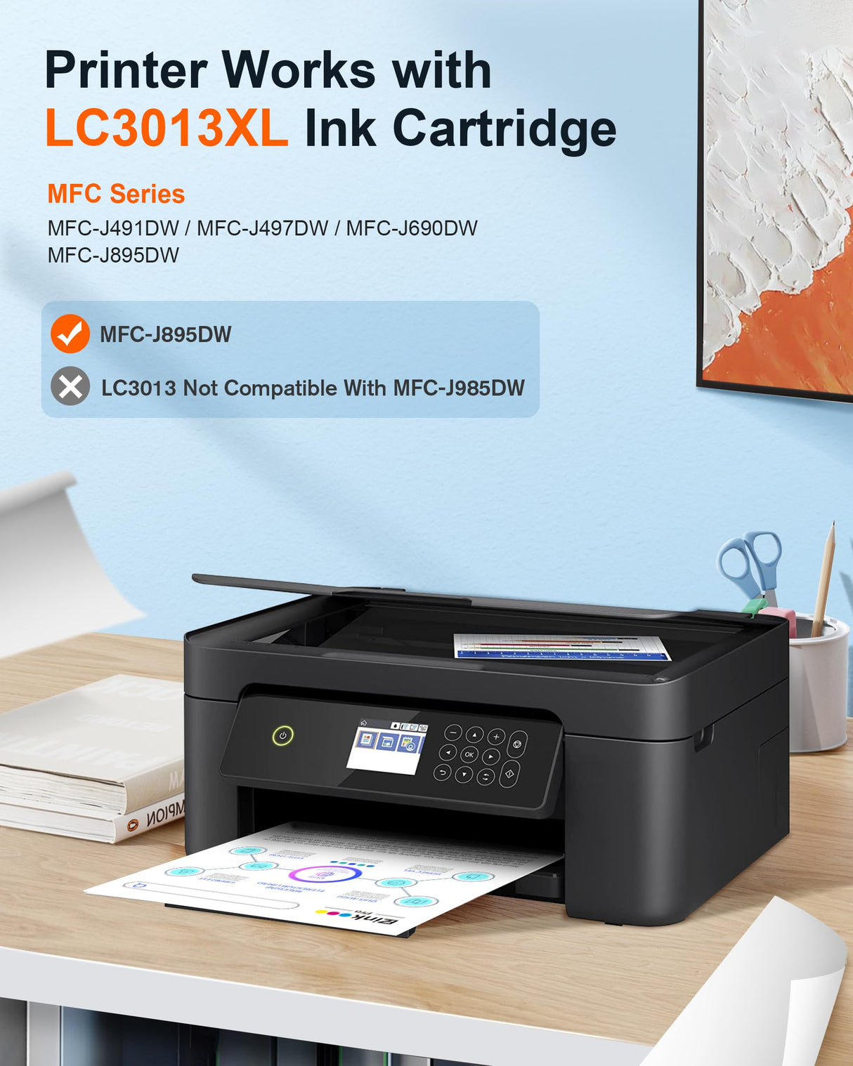 E-Z Ink Pro Compatible Ink Cartridges Replacement for Brother LC3013 LC3011 LC3013XL LC-3013 to Work with Brother MFC-J491DW MFC-J497DW MFC-J895DW MFC-J690DW (2 Black, 2 Cyan, 2 Magenta, 2 Yellow) E-Z Ink Pro