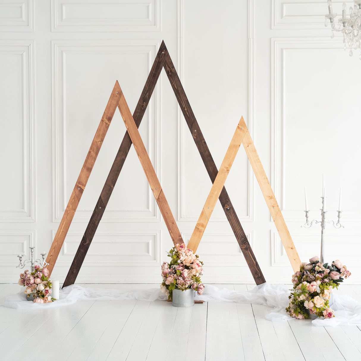 Wooden Arch for Wedding Boho Décor - Rustic Wedding Arbor Decor Ceremony Geometric Arches - Anniversary Natural Wood Backdrop Stand Sets Arched Frame Decoration (Triangle) Enjoy The Wood