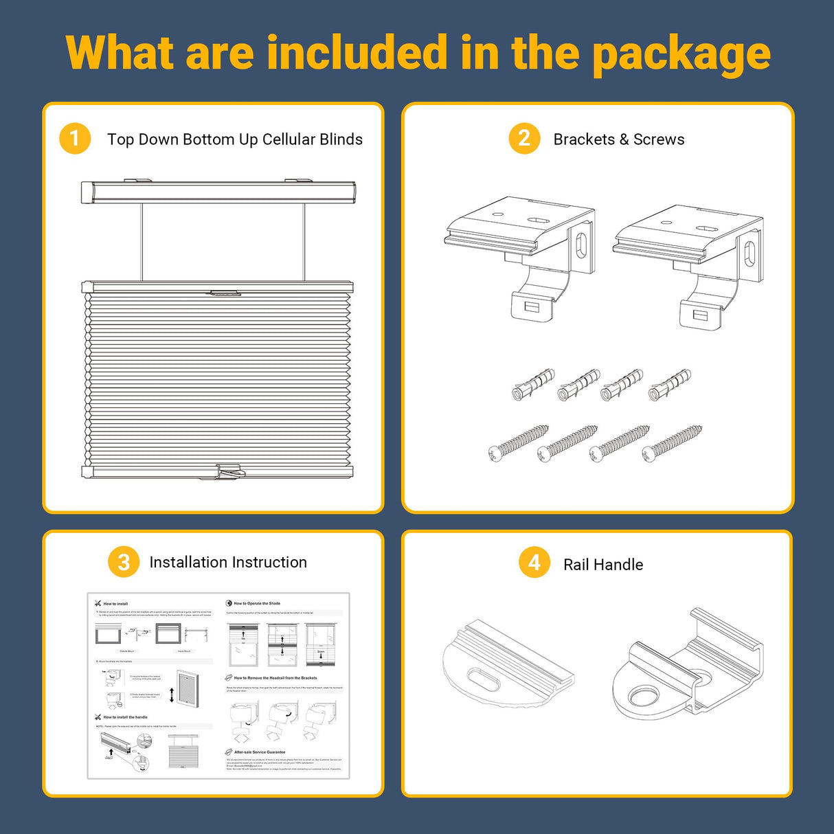 SUNFREE Top Down Bottom Up Cellular Blinds,Cellular Shades Blackout, Honeycomb Window Shade for Windows, 33" W x 64" H, White(Blackout) SUNFREE