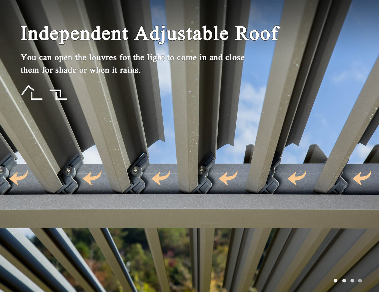 Domi Outdoor Louvered Pergola 12'x16' with Adjustable Aluminum Roof,Grill Gazebo for Patios,Aluminum Frame with Curtains and Mesh for Garden,Patio,Backyard domi outdoor living