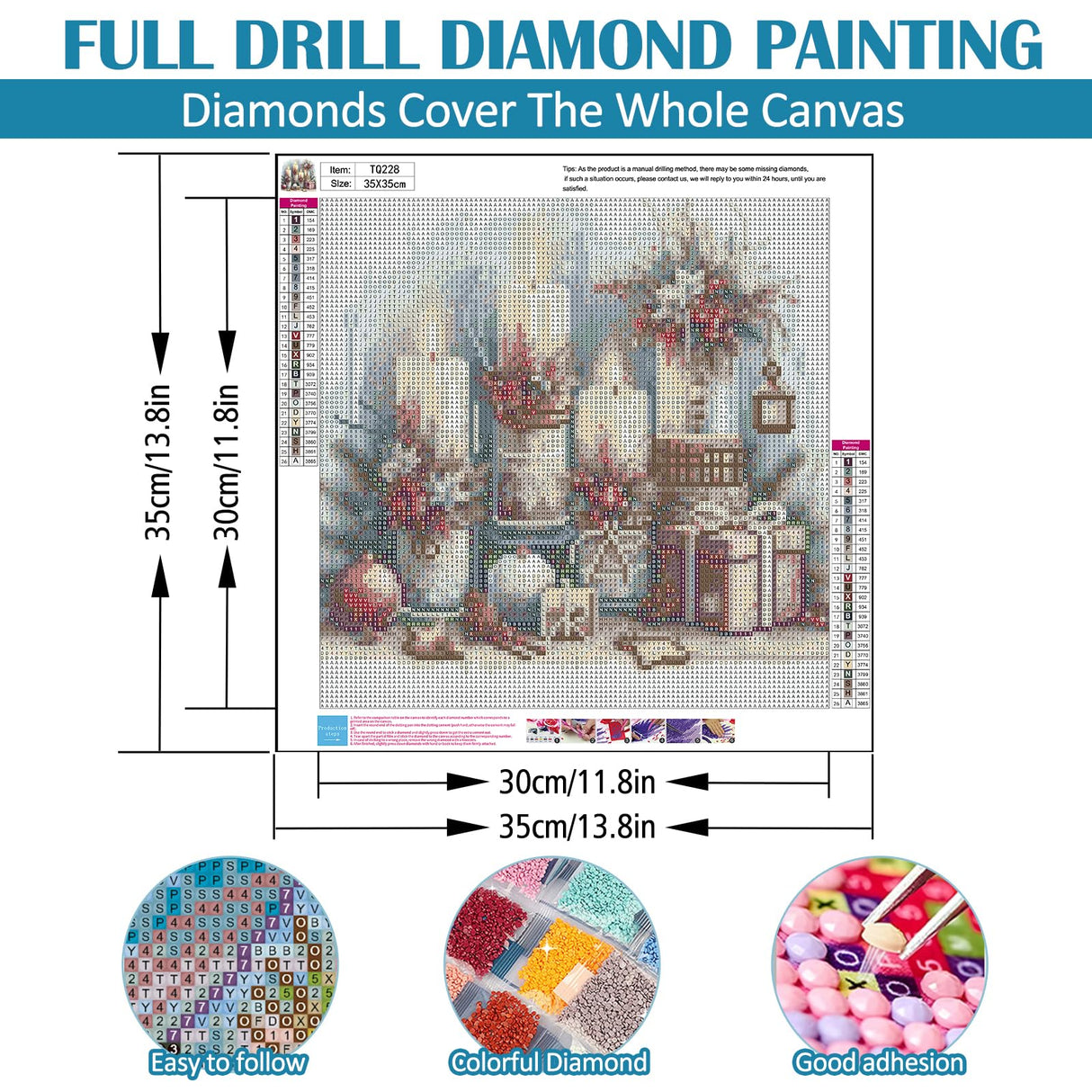 Christmas Candle Holly Ball Diamond Art Kits for Adults, 5D Diamond Painting Kits for Adults Beginners, DIY Full Round Drill Diamond Dot Painting Gem Art Kits for Adult, Home Wall Decor 13.8x13.8 Inch VCLKDIY