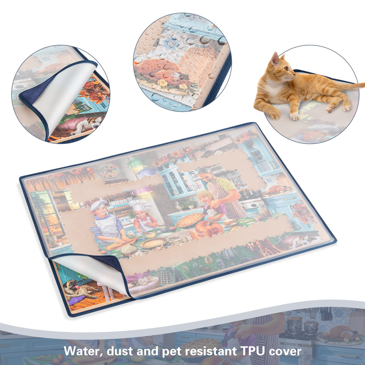 Tektalk Jigsaw Puzzle Board Portable Puzzle Mat with Puzzle Dustproof Cover for Puzzle Storage Puzzle Saver, Non-Slip Surface, Up to 1000 Pieces - Khaki Tektalk