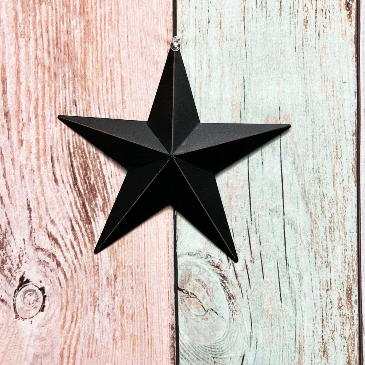 T&Garice Dimensional Metal Antique Barn Star Rustic Country Primitive Wall Decor,3D Barn Star Indoor Outdoor 4th July Wall Decoration,8 inch (Black) T&Garice