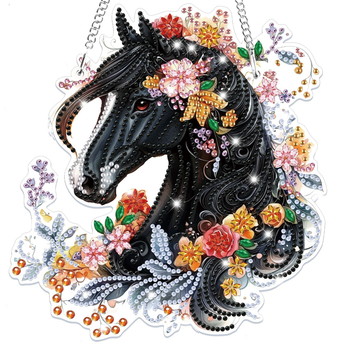 Bowetile Hanging Diamond Art Horse Kits for Adults Beginners, 5D Special Shape Diamond Painting Horse Kits, Animal Diamond Gem Art Suncatchers Painting Pendant Ornament for Home Garden Wall Decor Bowetile