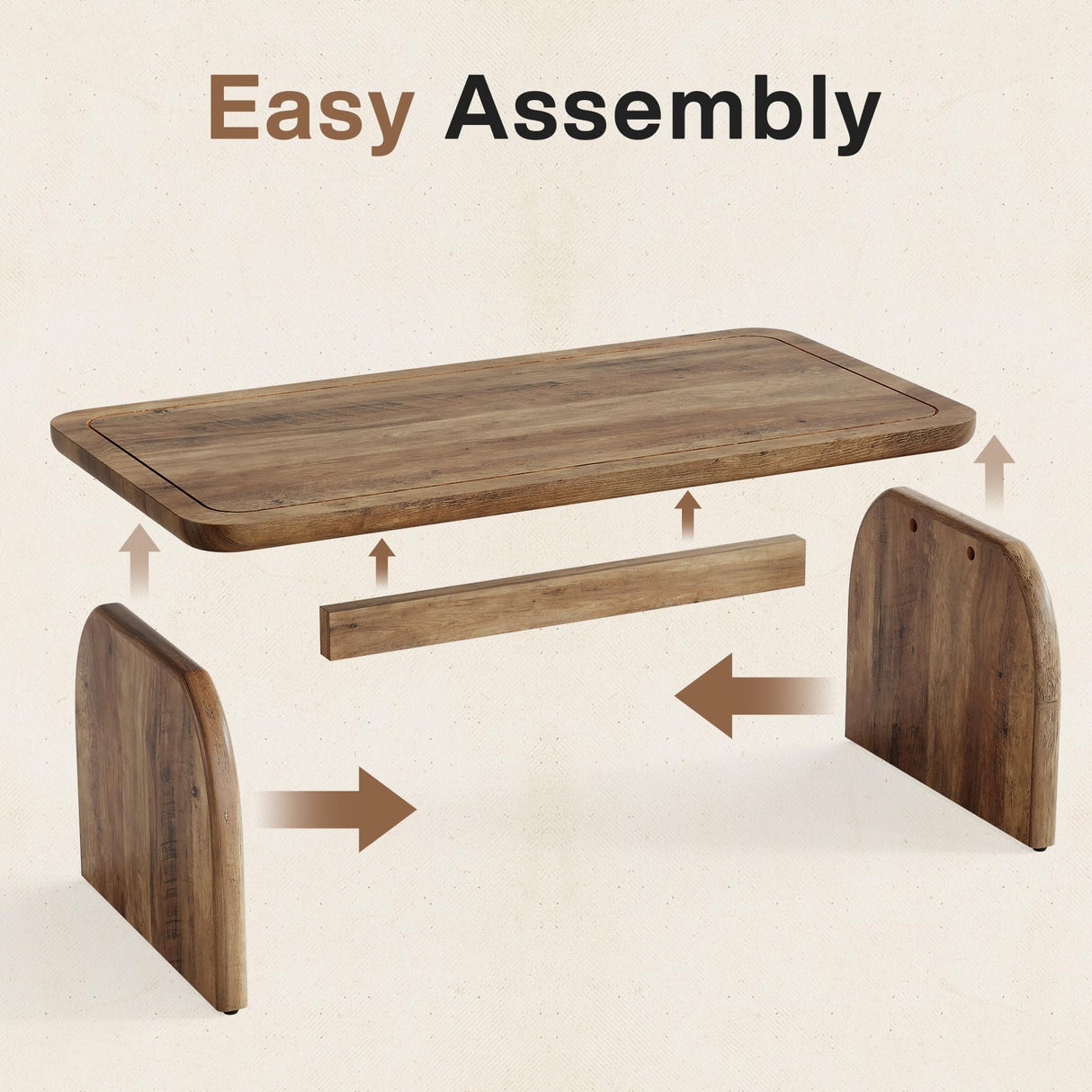 Tribesigns Coffee Table for Living Room, 47-Inch Farmhouse Rectangule Center Table with Rounded Corners, Mid-Century Modern Low Large Cocktail Tea Furniture, Easy Assembly (Rustic Brown) Tribesigns