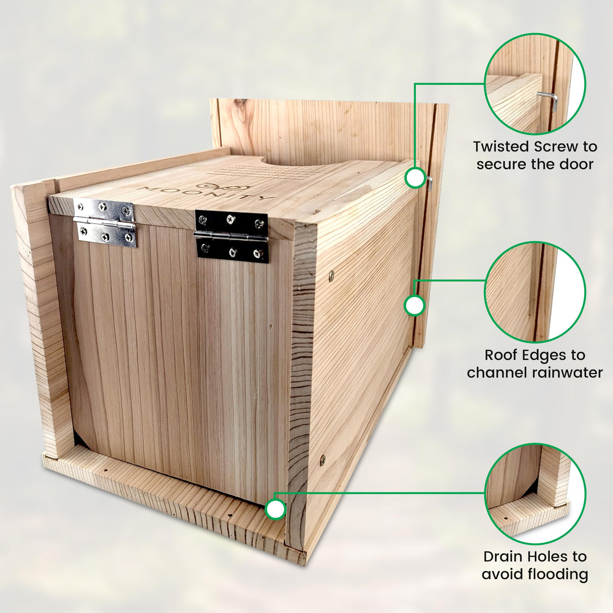Owl House Cedar - Waterproof Owl Boxes for Outside - Nesting Box for Barn, Screech, Barred - Owl Box 16“ x 12” x 11” - Easy to Install - Bags of Cedar Wood Shavings Moonity