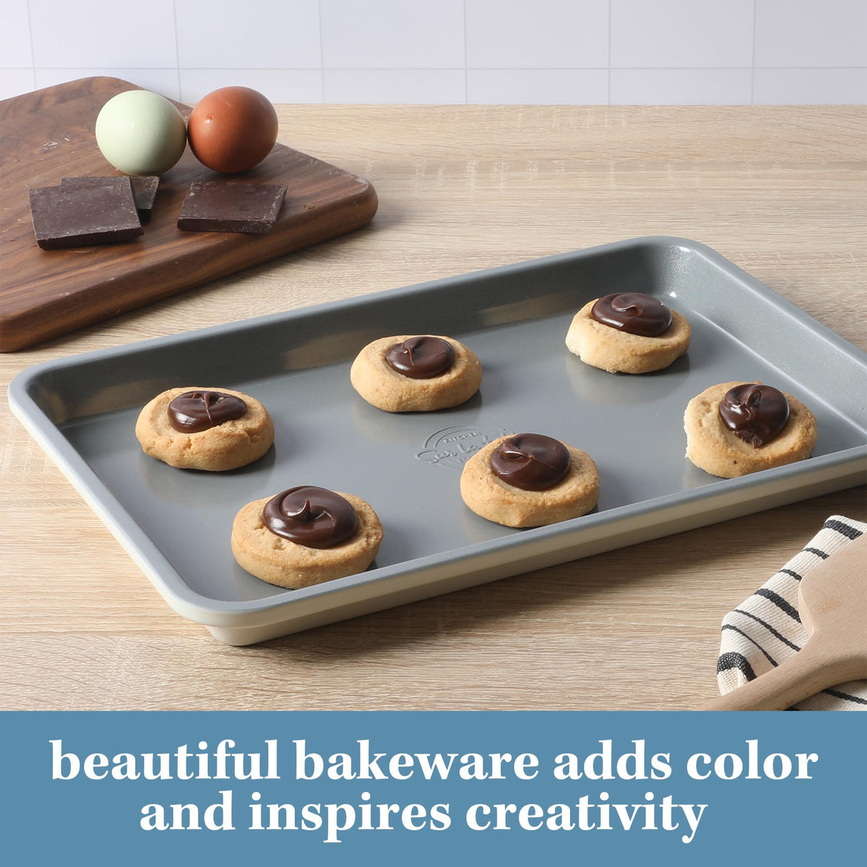 Sur La Table Kitchen Essentials Bake Sale 13 X 9 Inch PFOA, PFAS, PTFE Free Nonstick Cookie/Baking Sheet - Linen White Sur La Table