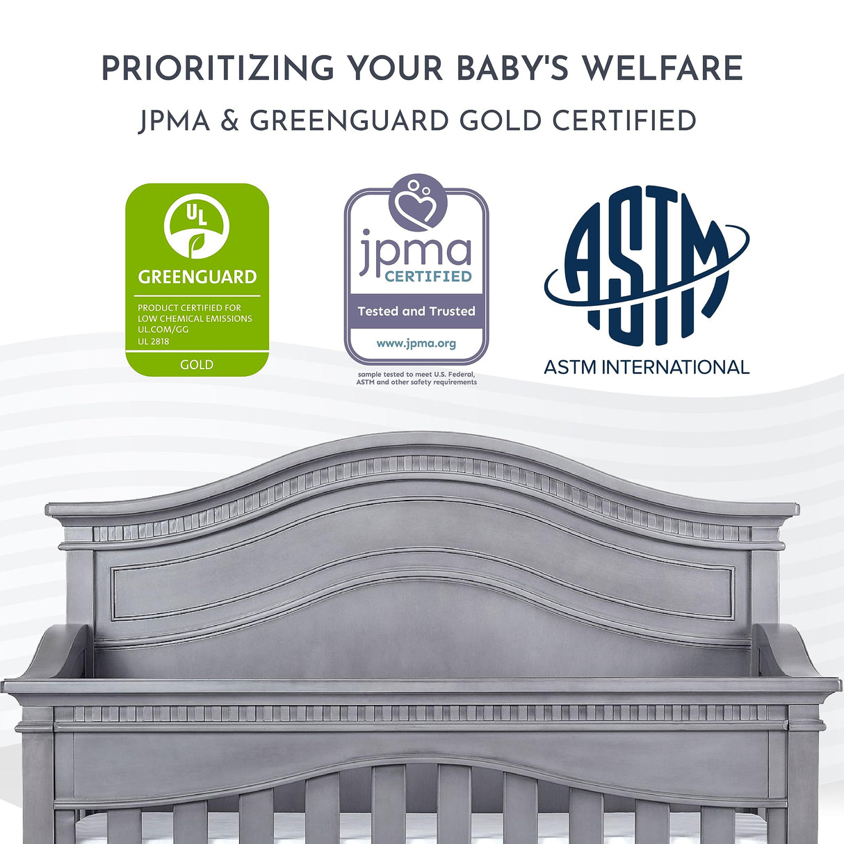 Evolur Cheyenne 5 in 1 Full Panel Convertible Crib, Storm Grey 58.25x31.25x53 Inch (Pack of 1) Evolur